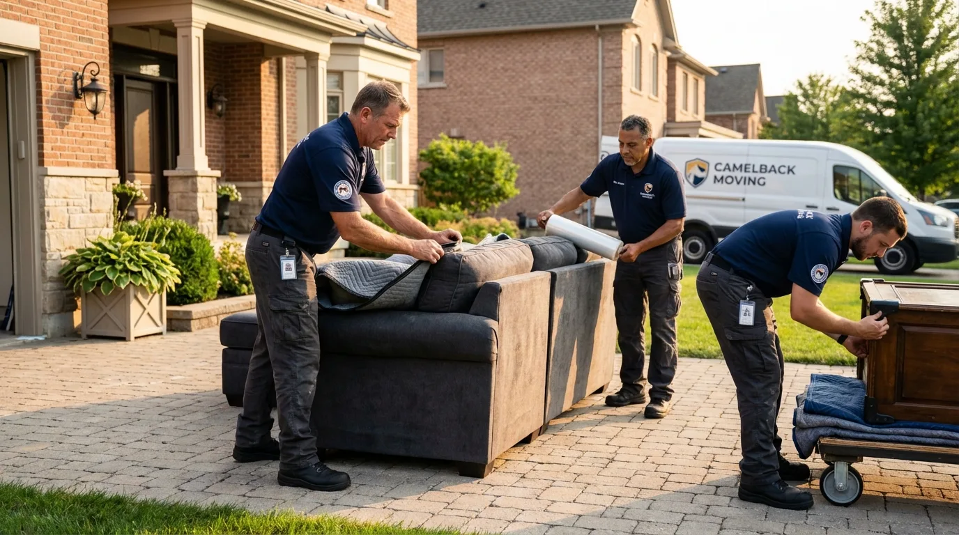Large estate moving crew wrapping furniture in North Myrtle Beach, SC