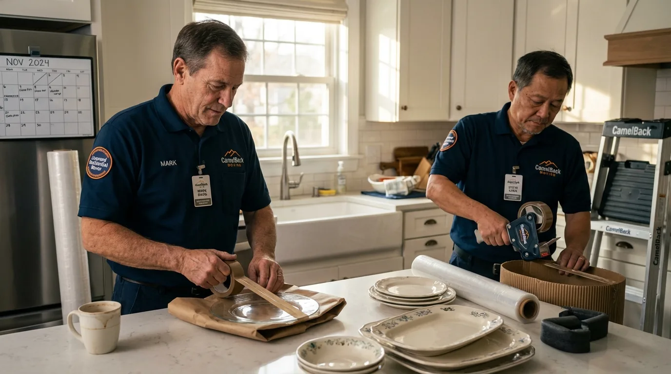 Professional crew packing kitchen dishware in North Myrtle Beach, SC